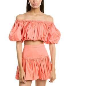 Derek Lam 10 Crosby Top size 2 Hani Off The Shoulder cropped Bubble pink Spanish
